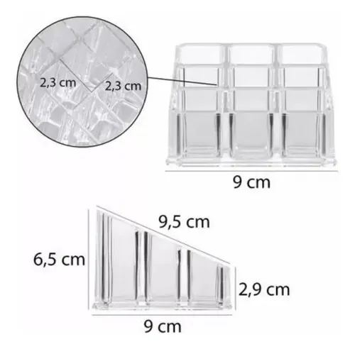 Organizador Acrílico Multiusos Para Lápices Labiales Pincel Color Transparente