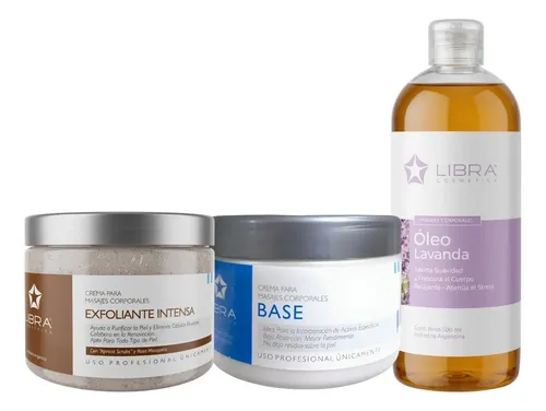 Kit Reductor Corporal Masajes Exfoliante Crema Base Aceite