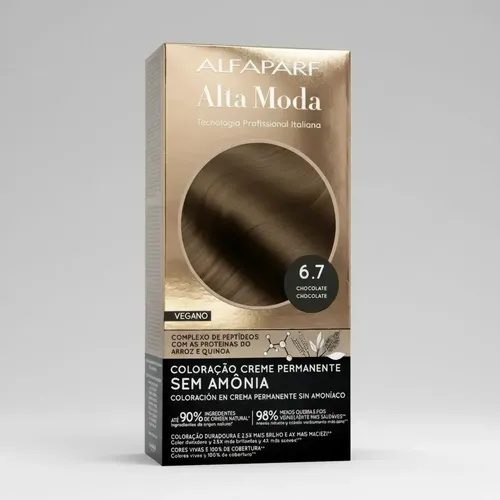 Tintura Alta Moda Alfaparf En Kit Sin Amoniaco Vegana Tono 6.7 chocolate
