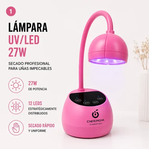 Cabina Lampara Uñas Inalámbrica 27w Uv Led Calabaza Rosa