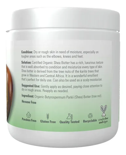 Manteca De Karité Orgánica Certificada Moisturizer Now Solut
