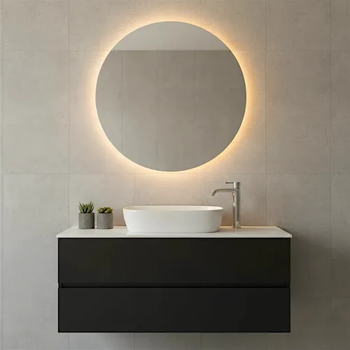 Espejo Redondo 70cm Luz Led Con Borde Pulido Brillante 4mm Pulido Brillante