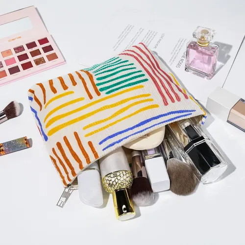 Soidram 2 Piezas Rayas Bolsa De Maquillaje Cosmética Grande