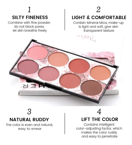 Paleta De Colorete Facial Kyda 8 Colores Natural Mate Ownest