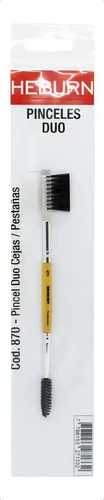 Pincel Duo Heburn Peine Cepillo Negro Cejas Pestañas Modelo COD 870