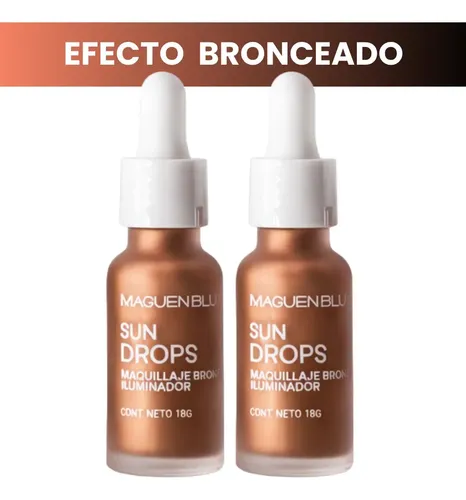Bronzer Líquido Sun Drops x2 | Efecto Bronceado | Glow Dorado | Iluminador | Bronceador En Gotas | Rubor | Multitasker | Makeup Maquillaje | Tono Personalizable