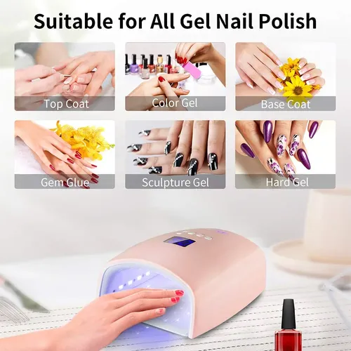 Lámpara Uv Led Recargable 48w Rosa Profesional Manicura