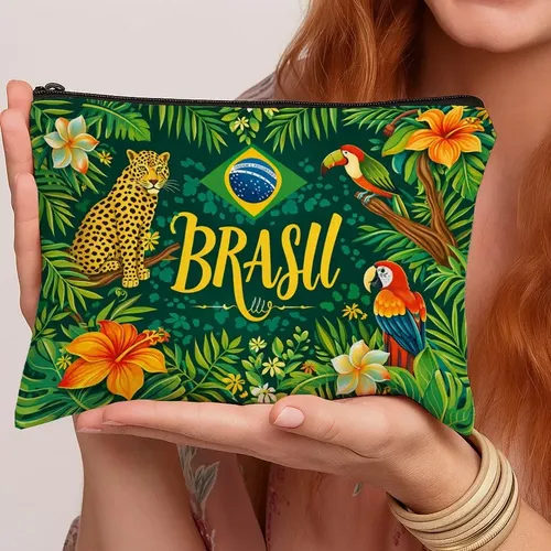 Bolsa De Maquillaje Con Cierre De Cremallera Jungle Parrot L