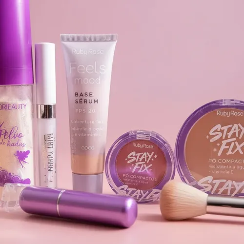 Set Maquillaje Rubor Iluminador Base Polvo Compacto Decant