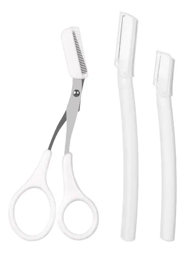 Kit De Herramientas Para Depilar Cejas 4 Piezas Tijeras + Blanco