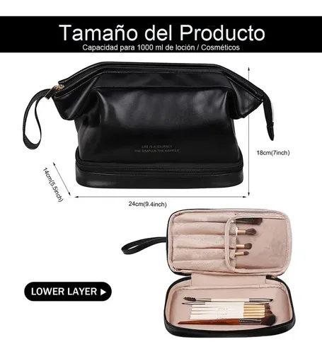 .pj S Cosmetiquera Neceser Maquillaje Y Viaje Mujer L. Coral Claro Negro Mate