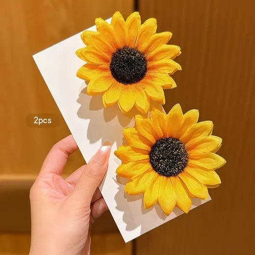 2 Horquillas Con Forma De Girasol, Accesorios Para El Cabell Amarillo