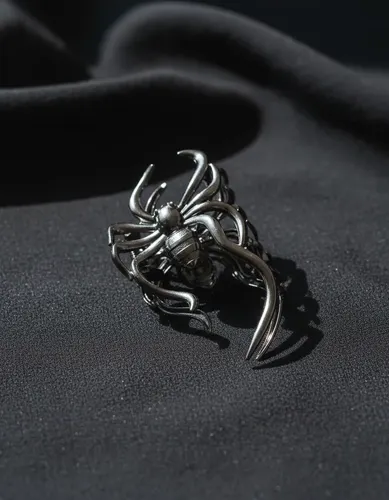 Hebilla Broche Peló Araña En Metal Zamak Fantasía Gris Plomo