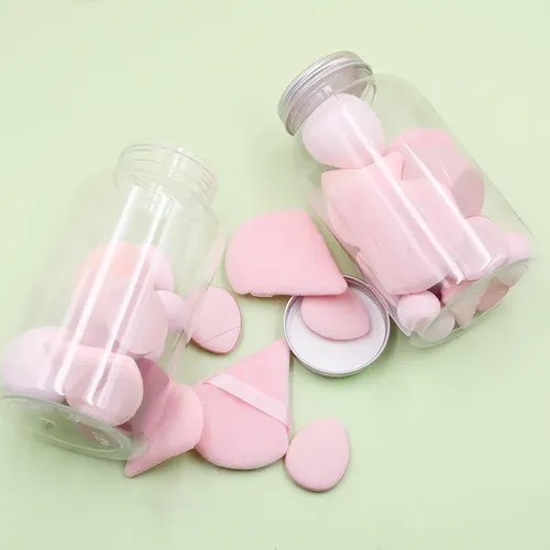 Set De Esponjas De Maquillaje X9 Con Frasco Organizador