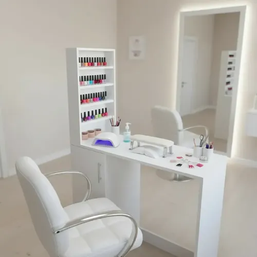 Mesa Manicura Con Porta Esmaltes Mas Apoya Manos Manicuria Blanco Liso