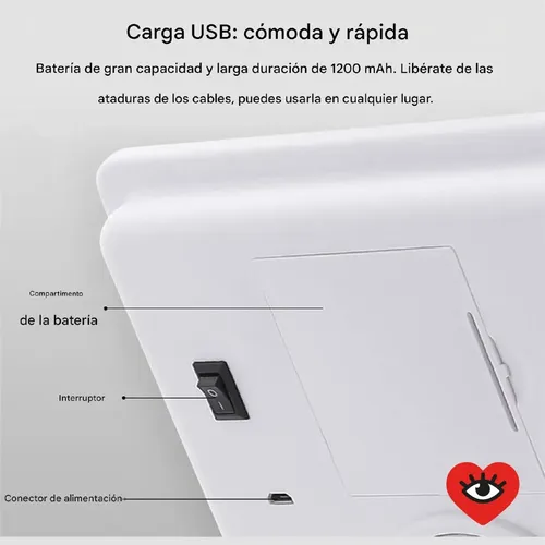 Espejo Rectangular Led 360° Maquillaje Portatil Veoquiero Negro