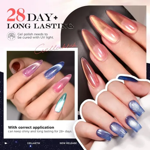 Kit Esmalte Gel Ojo De Gato Gellaktik 6×7.5ml Sin Base