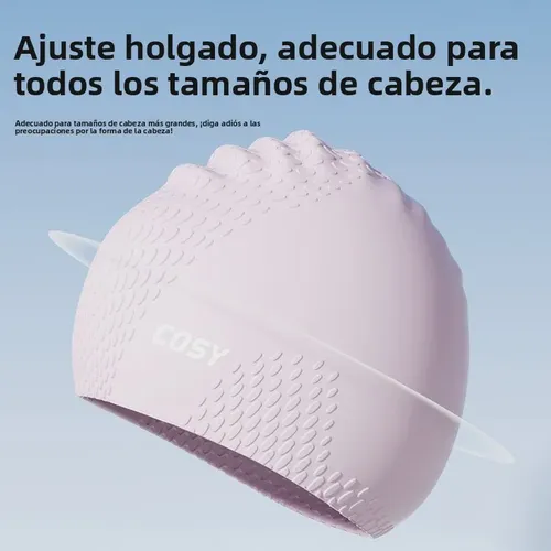 ~,. Set Gorro+gafas+bolsa Natación Mujer Pelo Largo Talla Conjunto De Tres Piezas Color Blanco Roto [viene Con Una Práctica Bolsa Para Trajes De Baño]