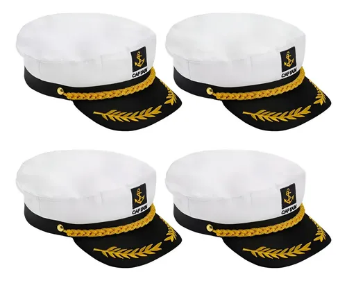 Sombreros De Capitán Para Disfraz Pack X4 Blanco