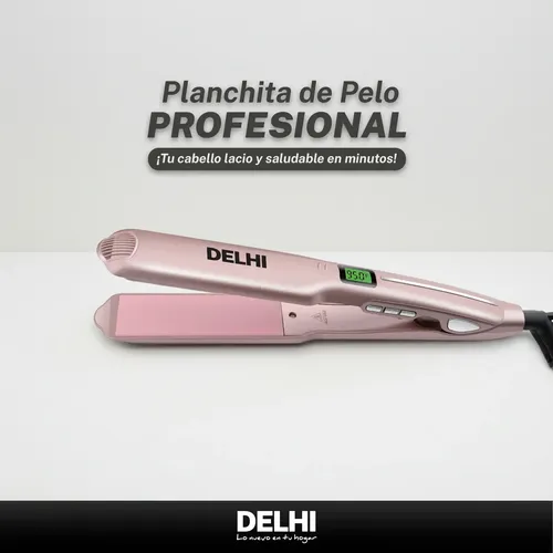 Plancha De Pelo 6 Niveles Cerámica Delhi 40w Cabello Seco Rosa