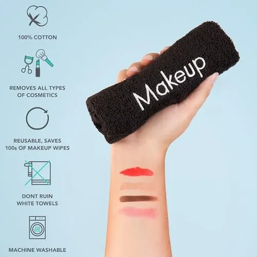 Toallas De Maquillaje Arkwright, Paquete De 6, Algodón Suave Negro