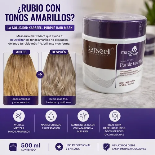 Karseell Purple Hair Mask Matizador Capilar 500ml