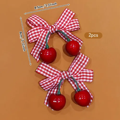 2 Horquillas Cereza Roja Dulce Diario 2 Piezas