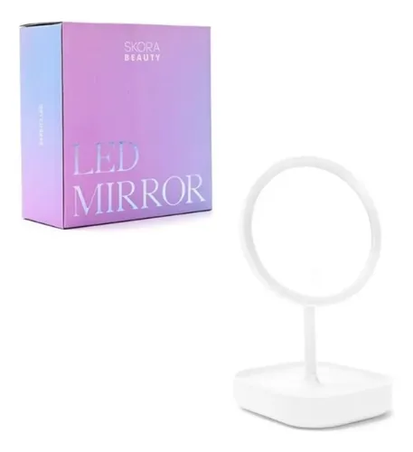 Espejo Circular Skora Beauty Con Base Y Luz Led