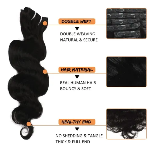 Extensiones Cabello Onda 30cm Negro Natural