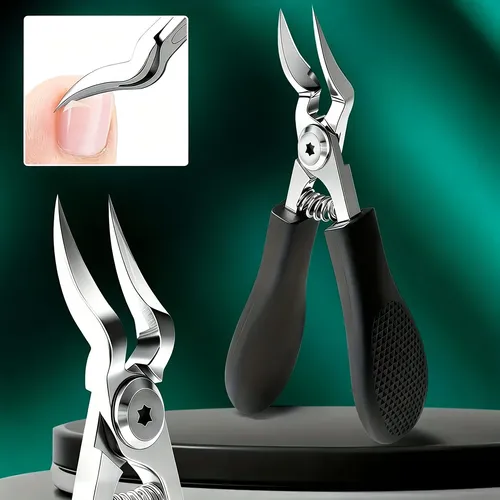 Cortauñas De Acero Inoxidable, Resistente, Diseño De Punta D 1pcs Chickbeak Nail Clipper Black