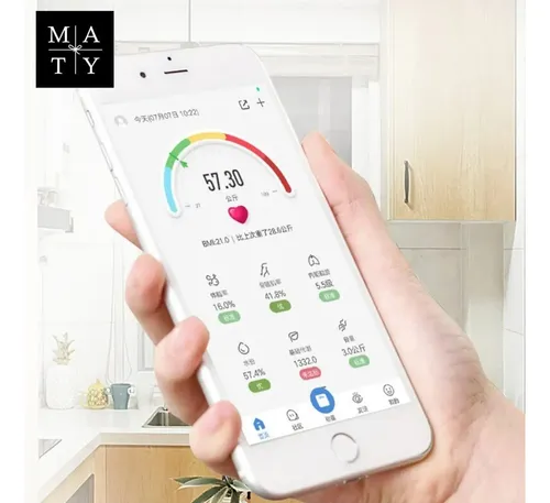 Balanza Digital Inteligente Myal Para Baño Con Bluetooth y Medidor de Grasa e IMC