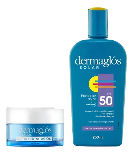 Protector solar Dermaglós Facial Kit 50FPS en crema 250mL