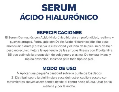 Dermaglós Facial Serum Doble Ácido Hialurónico Reafirma X30g
