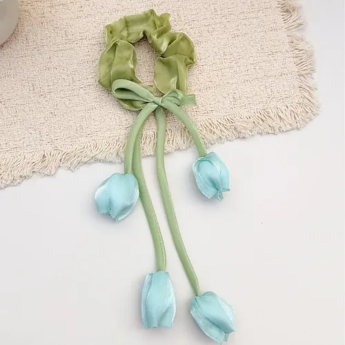 ..a Scrunchies Con Cinta Y Dos Tulipanes, Estilo Premium, L.