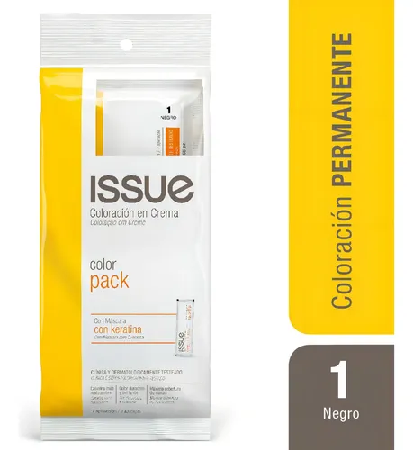 Tintura En Crema Issue Color Pack Keratina Tono 1 Negro