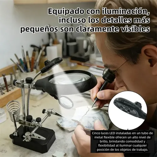 Soporte De Soldadura Para Lupa De 2,5/7,5/10x Con Luz Led