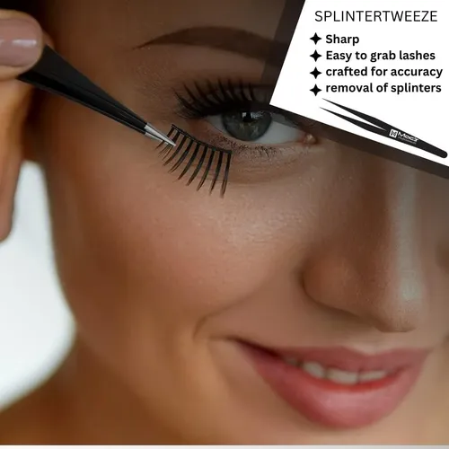 Set 3 Pinzas Negras Acero Precisión Para Cejas Y Vello