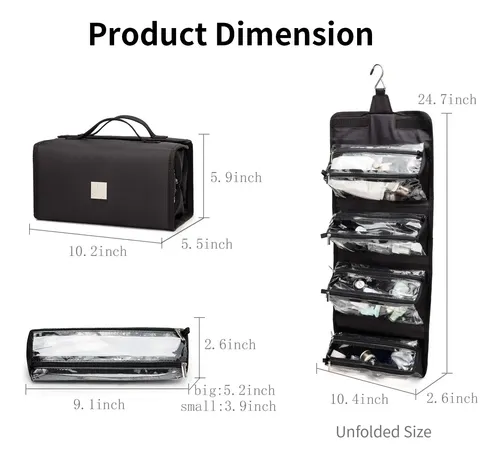 Bolsa De Maquillaje Royalfair Roll Up Travel Toiletry Negra