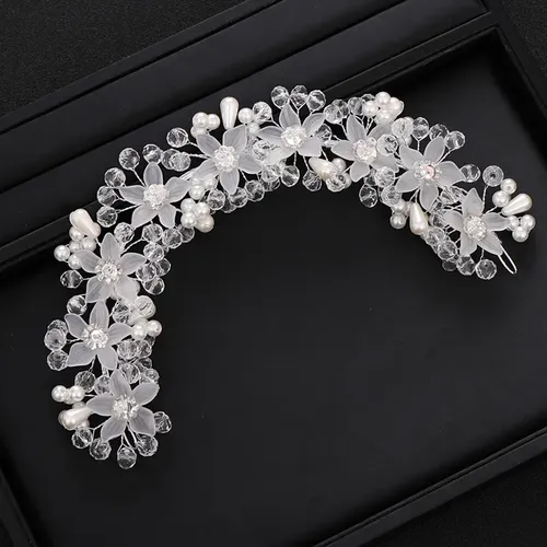 Ts Diadema De Perlas Y Flores De Cristal, Accesorios Para L