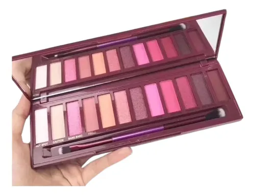 Sombras 12 Tonos Cherry Con Espejo Brocha Brillante Y Matte