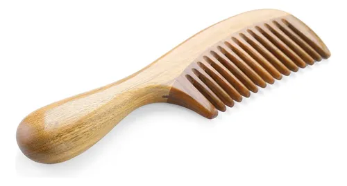 Peine De Madera Diente Ancho C Mango Desenredante Anti Frizz