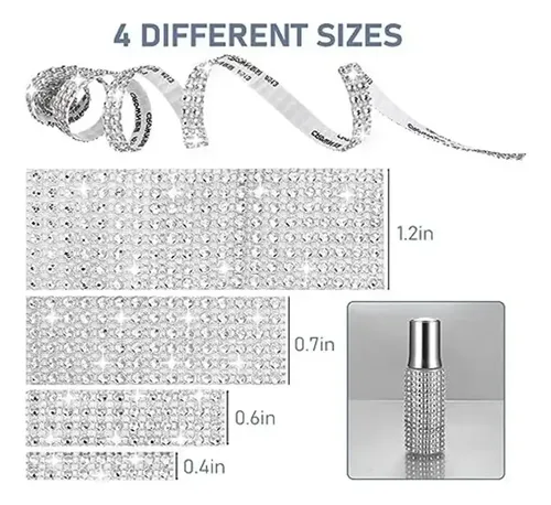 Wu- Cinta De Diamantes De Imitación, 4 Rollos De Tiras .