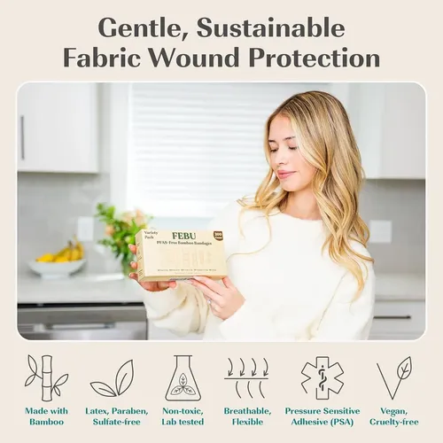 Bandas De Tela De Bambú Febu 75 Tiras Compostables Sin
