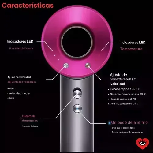 Secador De Pelo Profesional Premium 3 Velocidades Frio Calor
