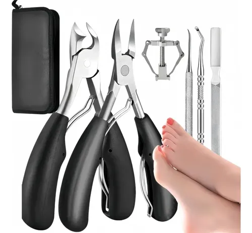 Set 7 Cortauñas Acero Inoxidable + Accesorios Manicura