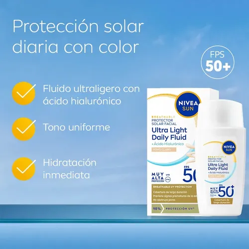 Protector Solar Nivea Ultra Light Daily Tono Claro Fps50+ 40