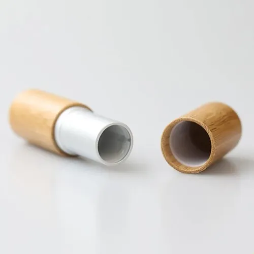 Envase De Bálsamo Labial Con Tubo De Lápiz Labial De Bambú V