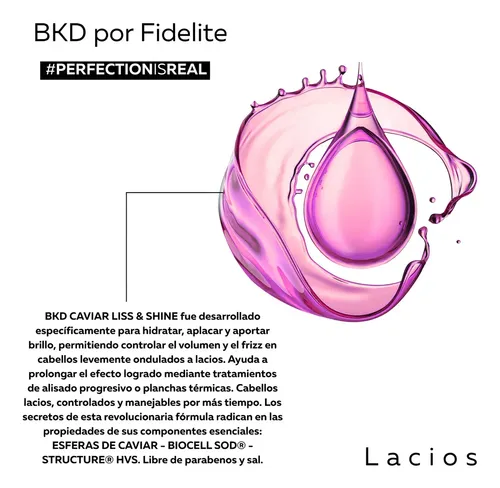 Bkd Shampoo Caviar Liss & Shine Cabellos Lacios 250ml Fidelite Anti Frizz Reparacion Brillo Cabello Liso