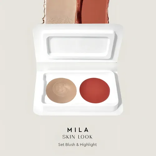 Set Rubor e Iluminador Mila Profesional Barra Rosa 5.6mL