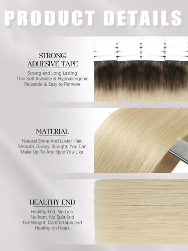 Cinta Adhesiva Para Extensiones De Cabello, 35 Cm, Color Rub